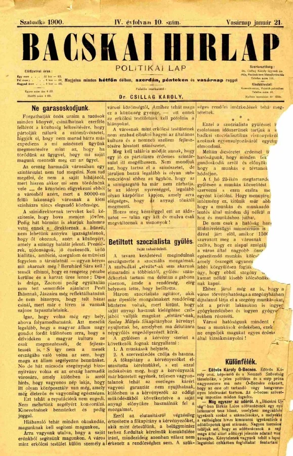 Bácskai Hirlap, 4. évf. 1900. január 21. 10. sz.
