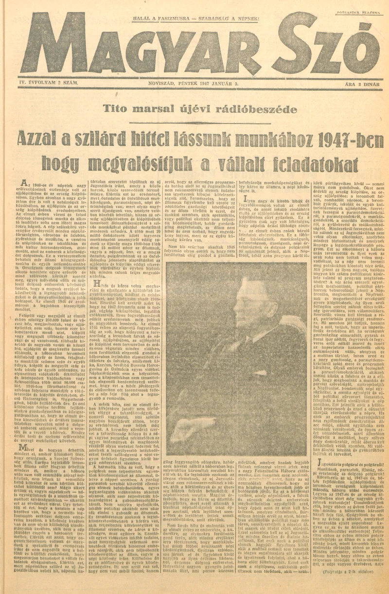 Magyar Szó, 4. évf. 1947. január 3. 2. sz. 1–6. oldal