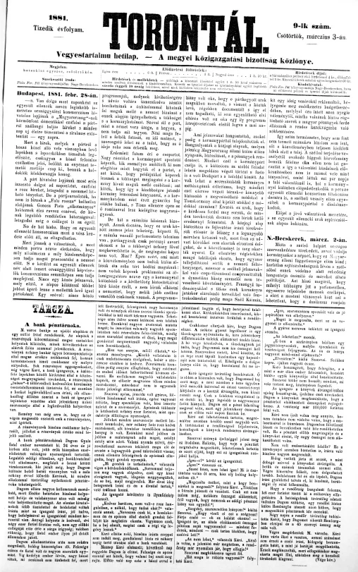 Torontál, 10. évf. 1881. március 3. 9. sz.