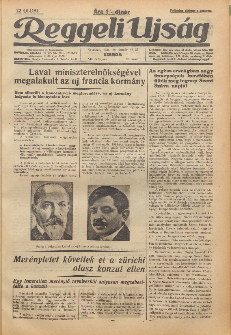 Reggeli Újság, 12. évf. 1931. január 28. 22. sz.