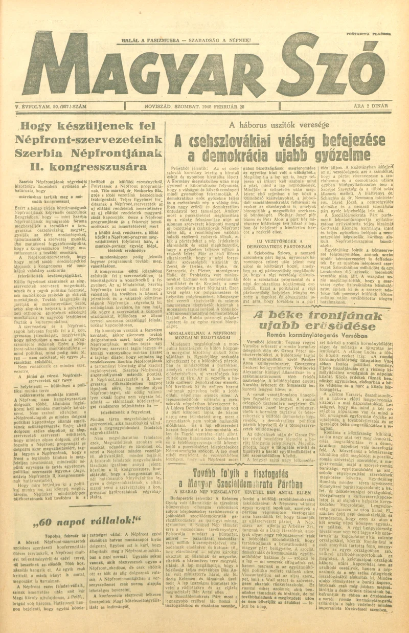 Magyar Szó, 5. évf. 1948. február 28. 50. sz. 1–6. oldal
