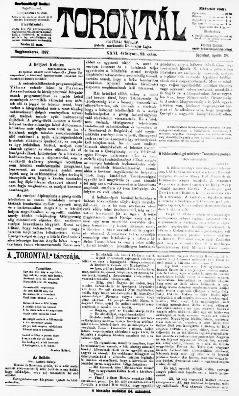 Torontál, 26. évf. 1897. április 24. 93. sz.