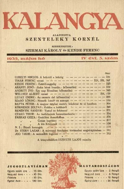 Kalangya, 4. évf. 1935. május. 5. sz. 321–400. oldal