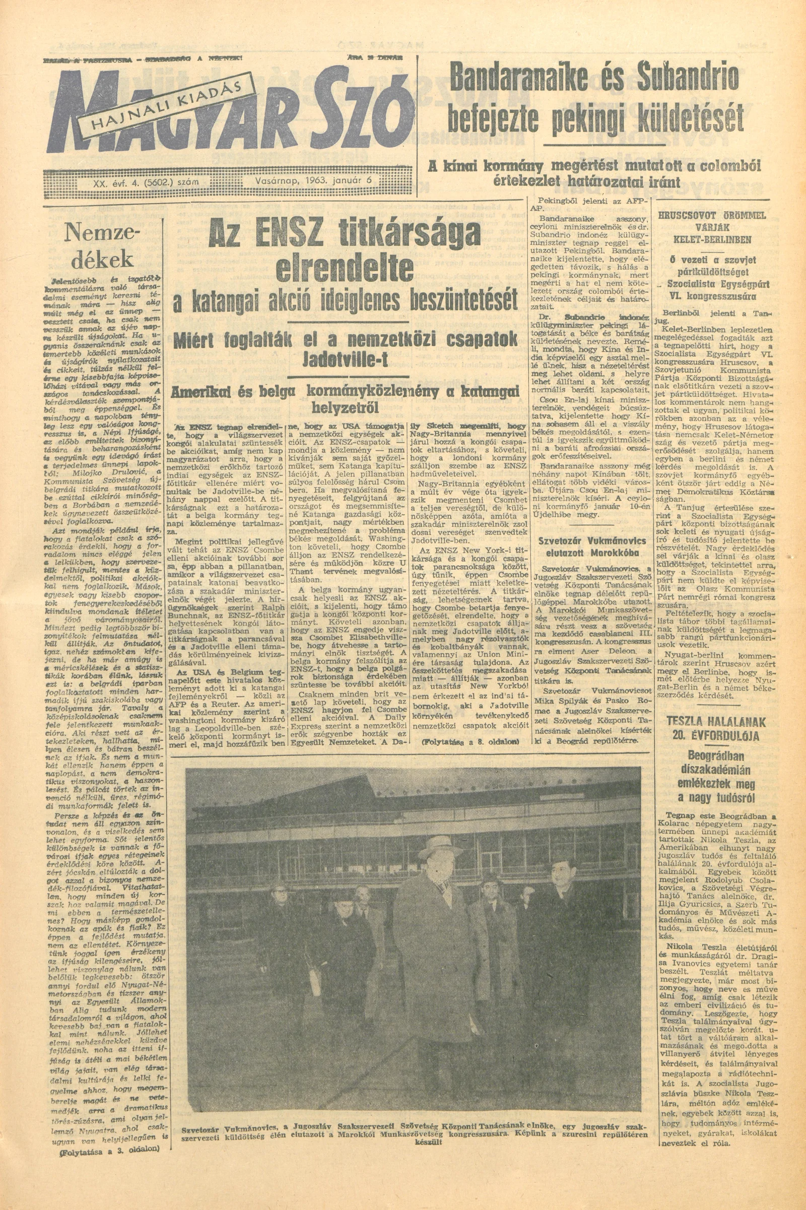 Magyar Szó, 20. évf. 1963. január 6. 4. sz. 1–24. oldal