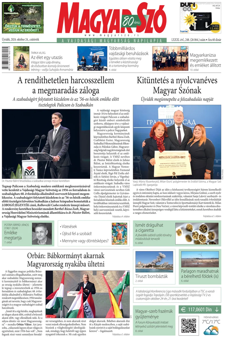 Magyar Szó, 81. évf. 2024. október 24. 248. sz. 1–20. oldal