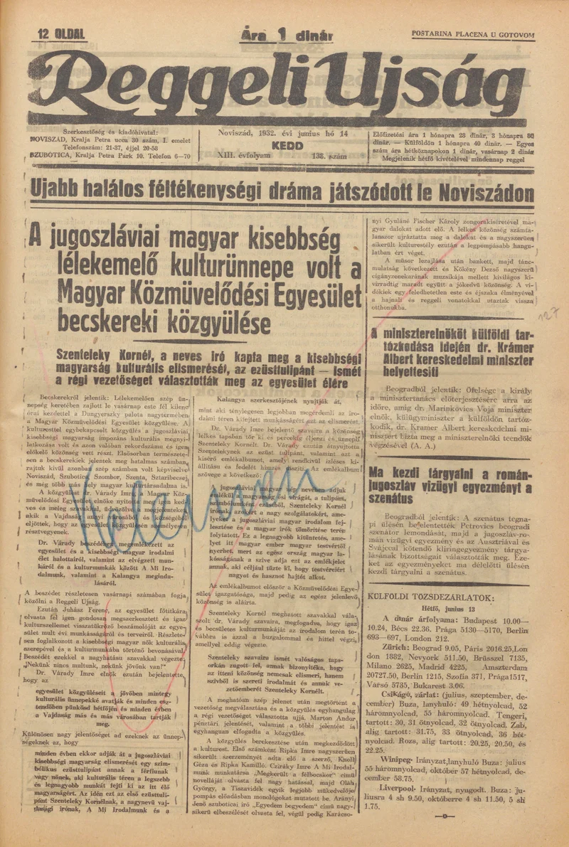 Reggeli Újság, 13. évf. 1932. június 14. 138. sz.
