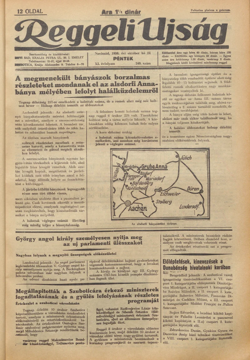 Reggeli Újság, 11. évf. 1930. október 24. 249. sz.