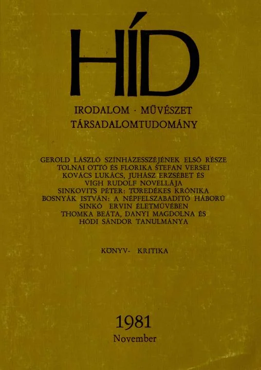 Híd, 45. évf. 1981. november. 11. sz. 1273–1412. oldal
