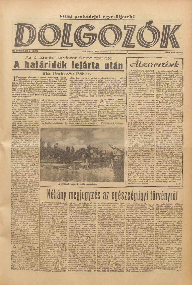 Dolgozók, 9. évf. 1955. augusztus 9. 31. sz.
