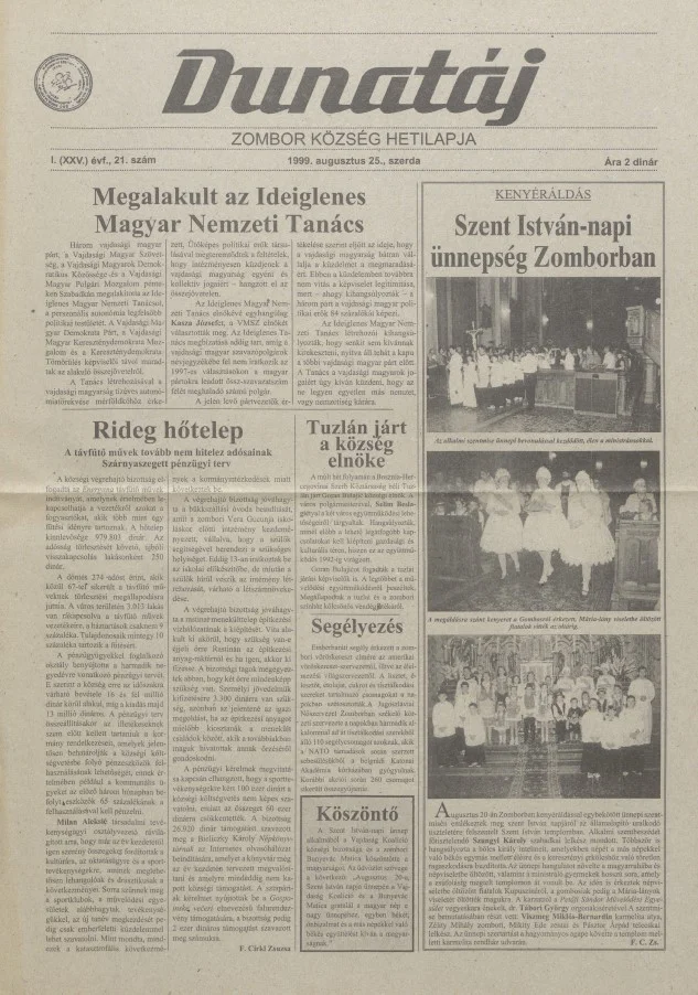 Dunatáj, 1. évf. 1999. augusztus 25. 21. sz.