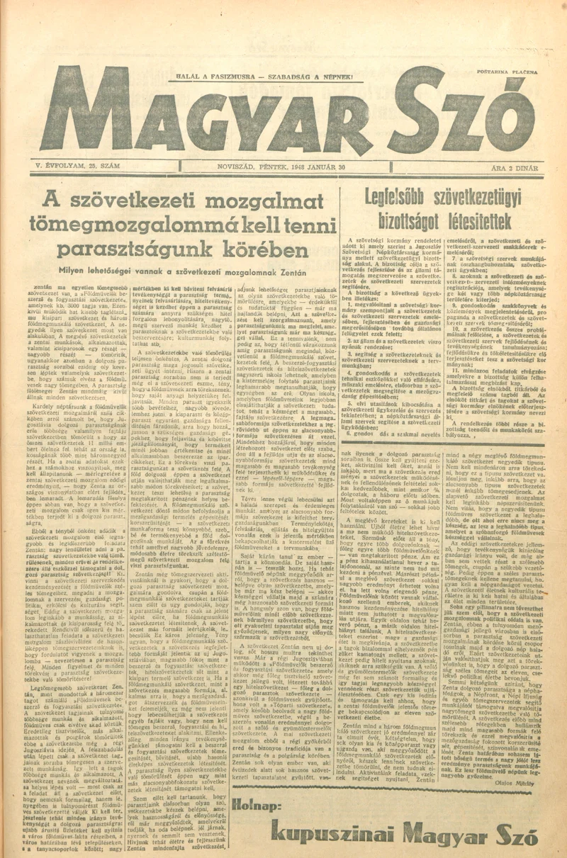 Magyar Szó, 5. évf. 1948. január 30. 25. sz. 1–6. oldal