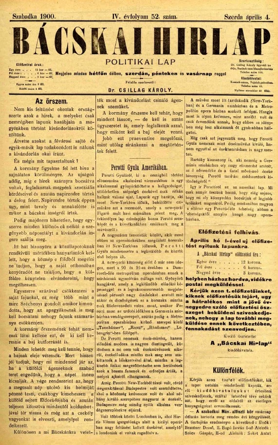 Bácskai Hirlap, 4. évf. 1900. április 4. 52. sz.