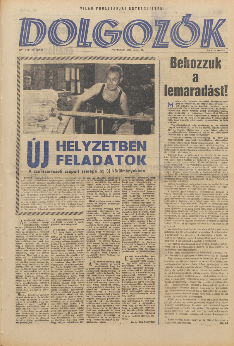Dolgozók, 15. évf. 1961. július 14. 29. sz.