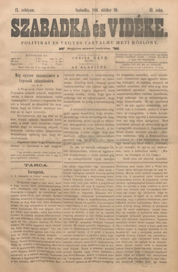 Szabadka és vidéke II, 9. évf. 1901. október 20. 43. sz.