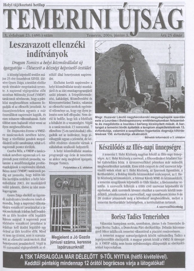 Temerini Újság, 10. évf. 2004. június 3. 23. sz.