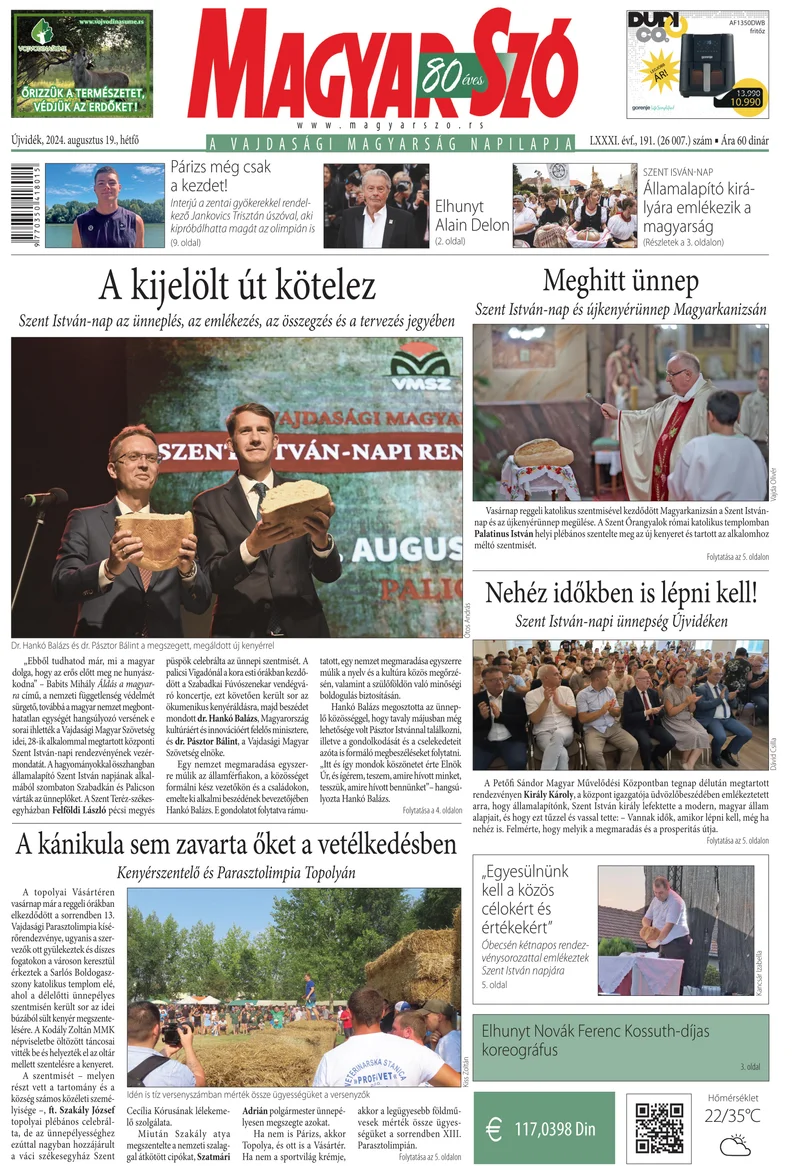 Magyar Szó, 81. évf. 2024. augusztus 19. 191. sz. 1–16. oldal