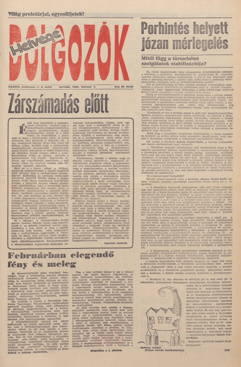Dolgozók, 39. évf. 1985. február 7. 5. sz.