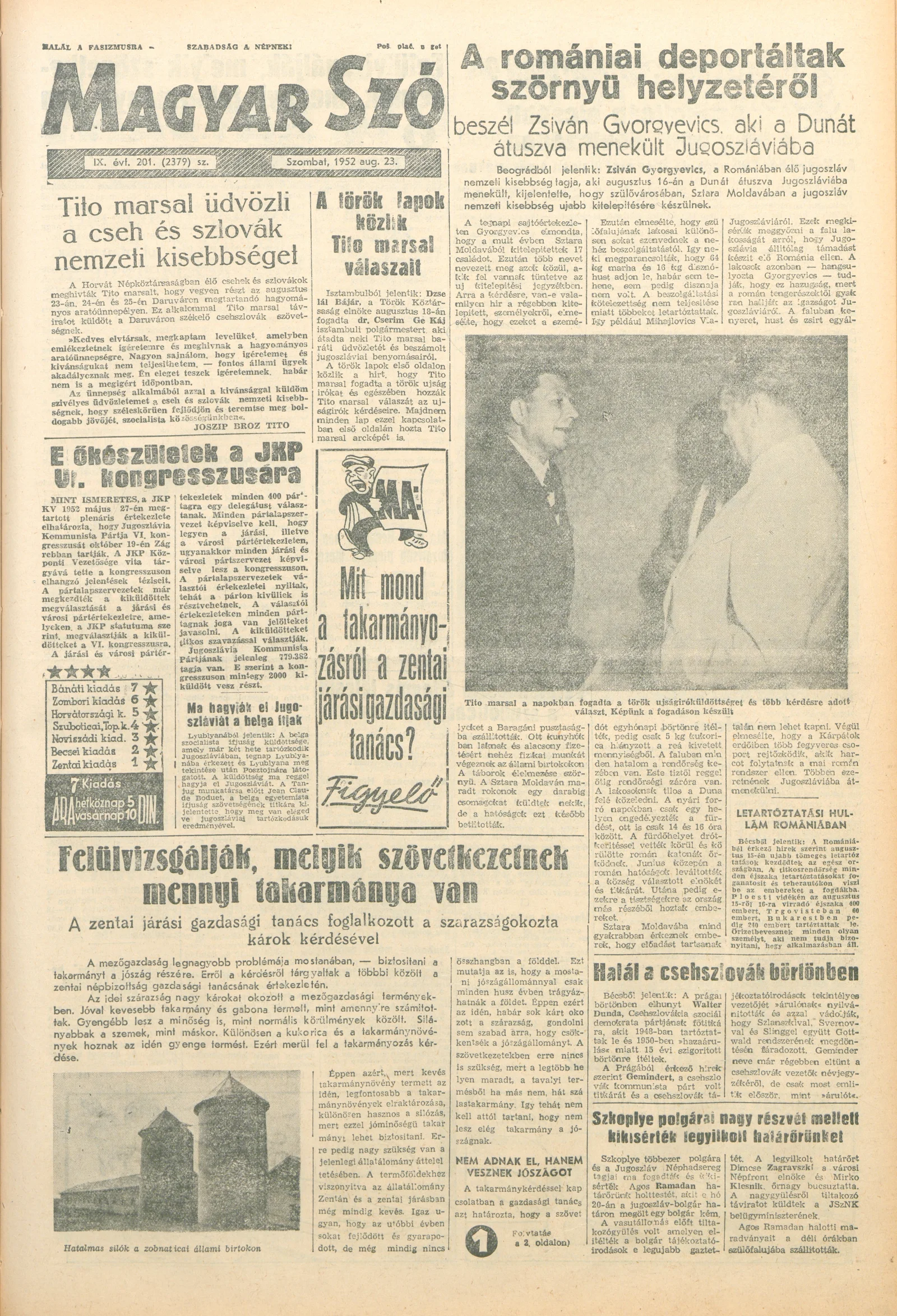 Magyar Szó, 9. évf. 1952. augusztus 23. 201. sz. 1–8. oldal