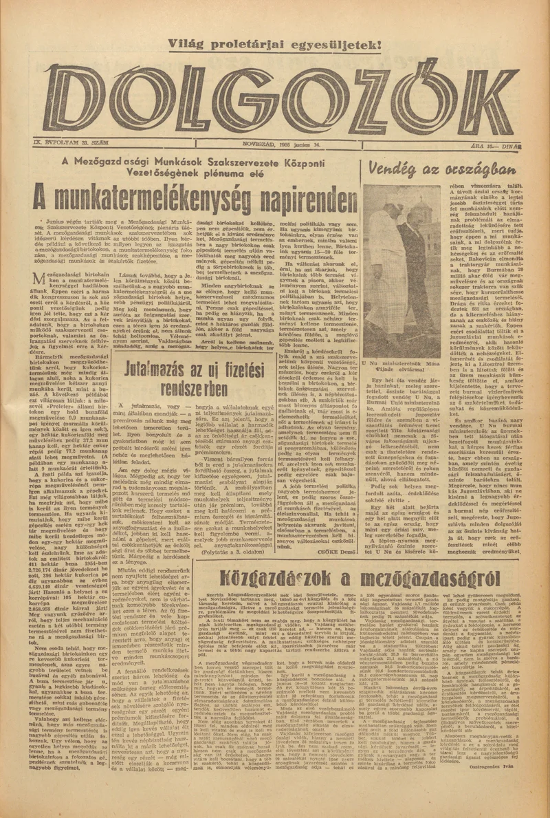 Dolgozók, 9. évf. 1955. június 14. 23. sz.