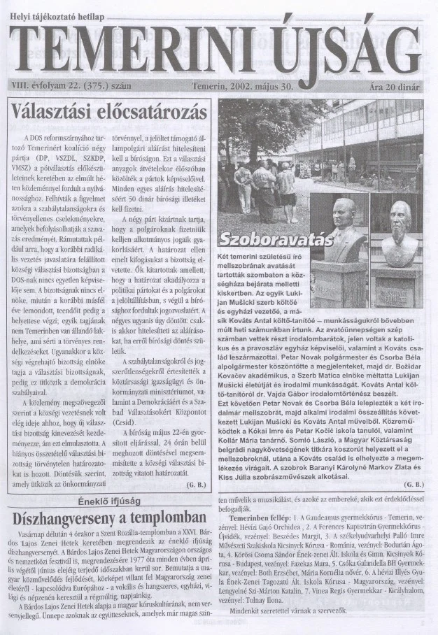 Temerini Újság, 8. évf. 2002. május 30. 22. sz.