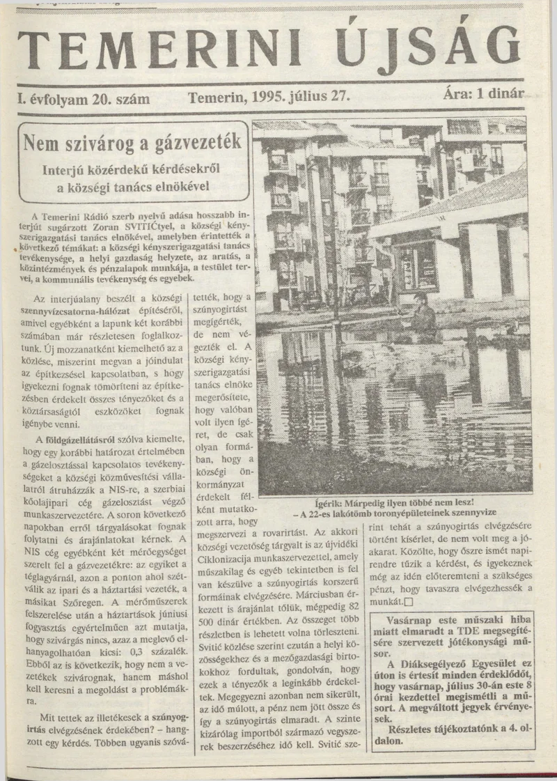 Temerini Újság, 1. évf. 1995. július 27. 20. sz.