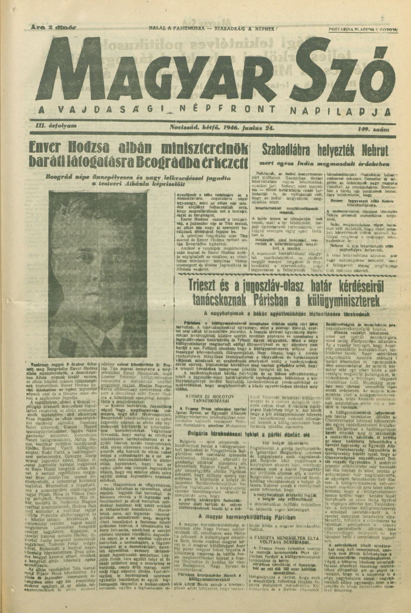 Magyar Szó, 3. évf. 1946. június 24. 149. sz. 1–6. oldal