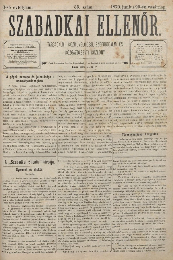 Szabadkai Ellenőr, 1. évf. 1879. június 29. 35. sz.