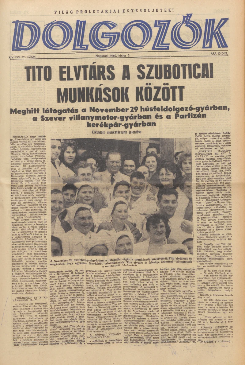Dolgozók, 14. évf. 1960. június 3. 23. sz.