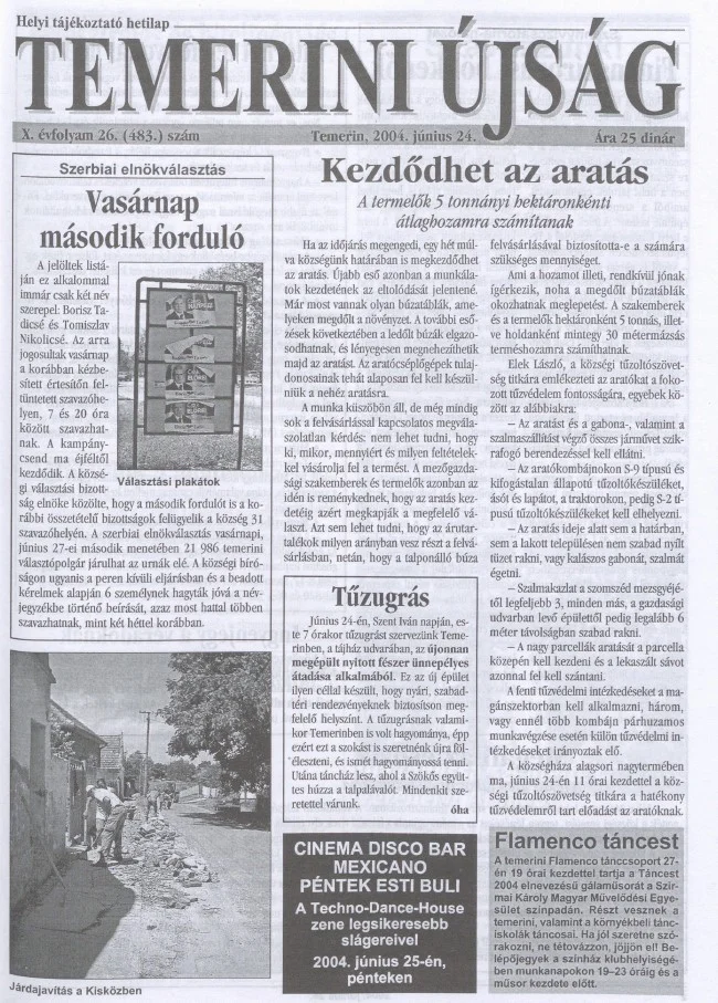 Temerini Újság, 10. évf. 2004. június 24. 26. sz.