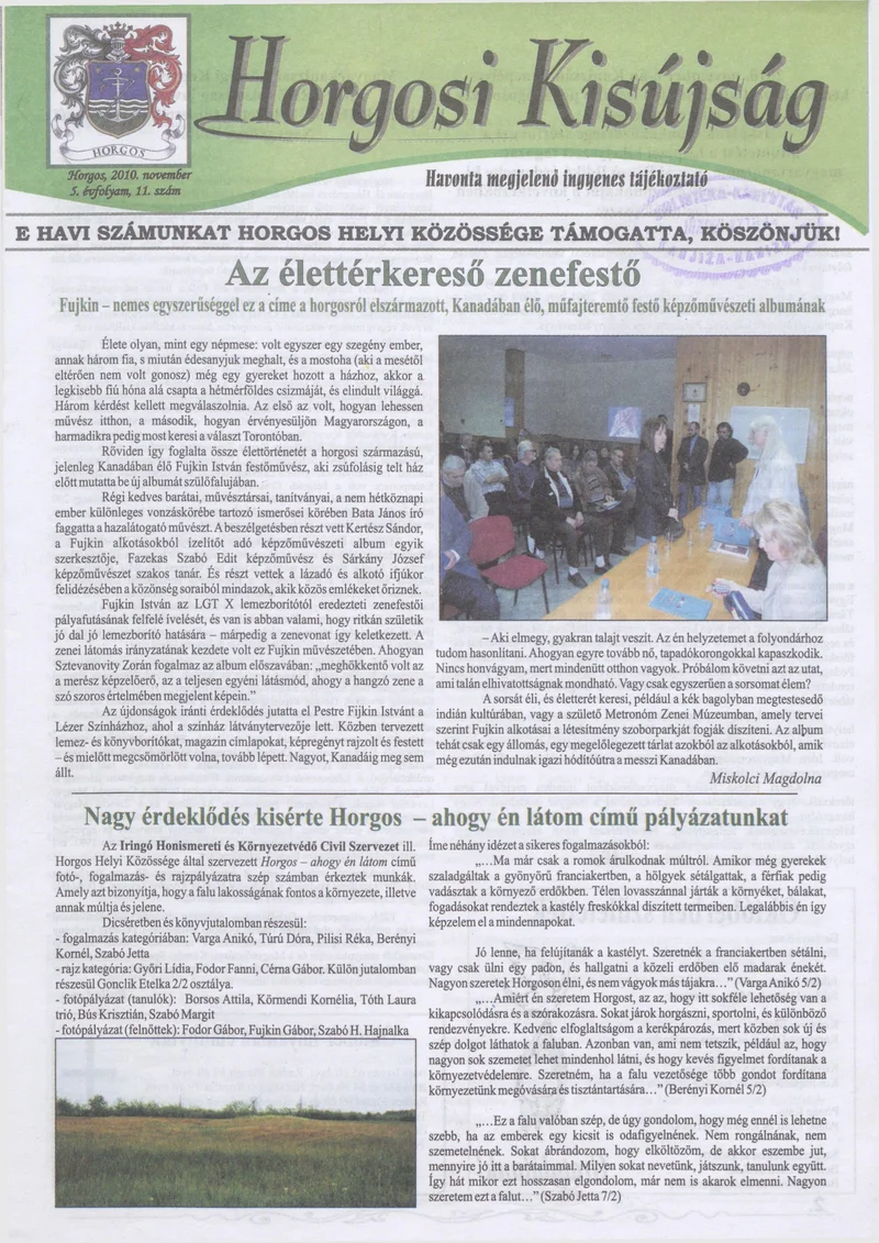 Horgosi Kisújság, 5. évf. 2010. november. 11. sz.