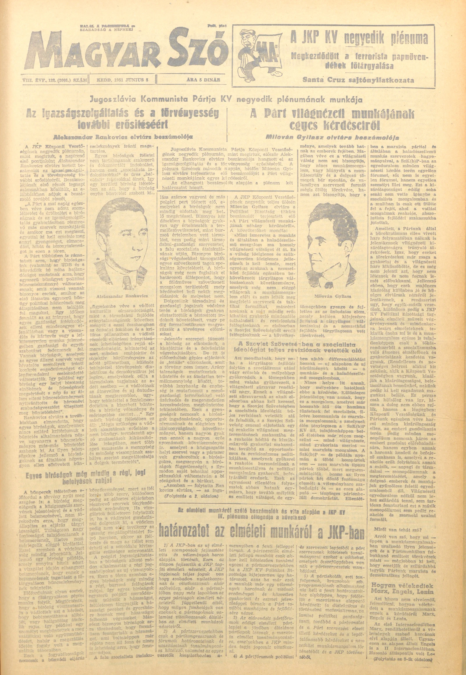 Magyar Szó, 8. évf. 1951. június 5. 132. sz. 1–6. oldal