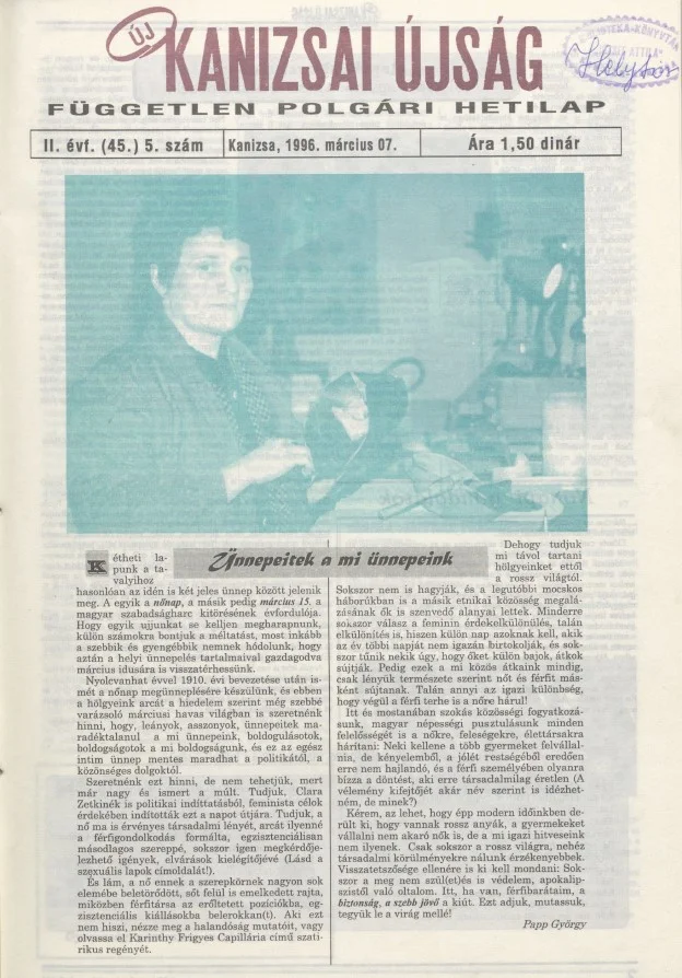 Új Kanizsai Újság, 3. évf. 1996. március 7. 5. sz.