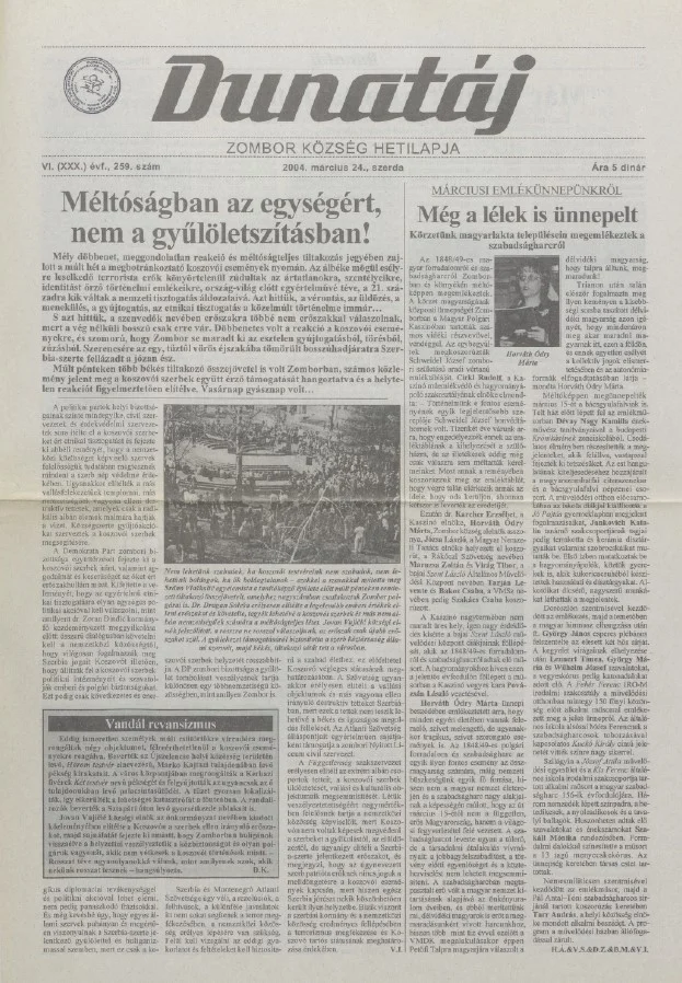 Dunatáj, 6. évf. 2004. március 24. 259. sz.