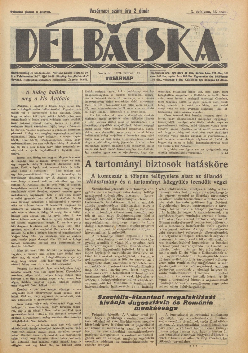 Délbácska, 10. évf. 1929. február 10. 35. sz.