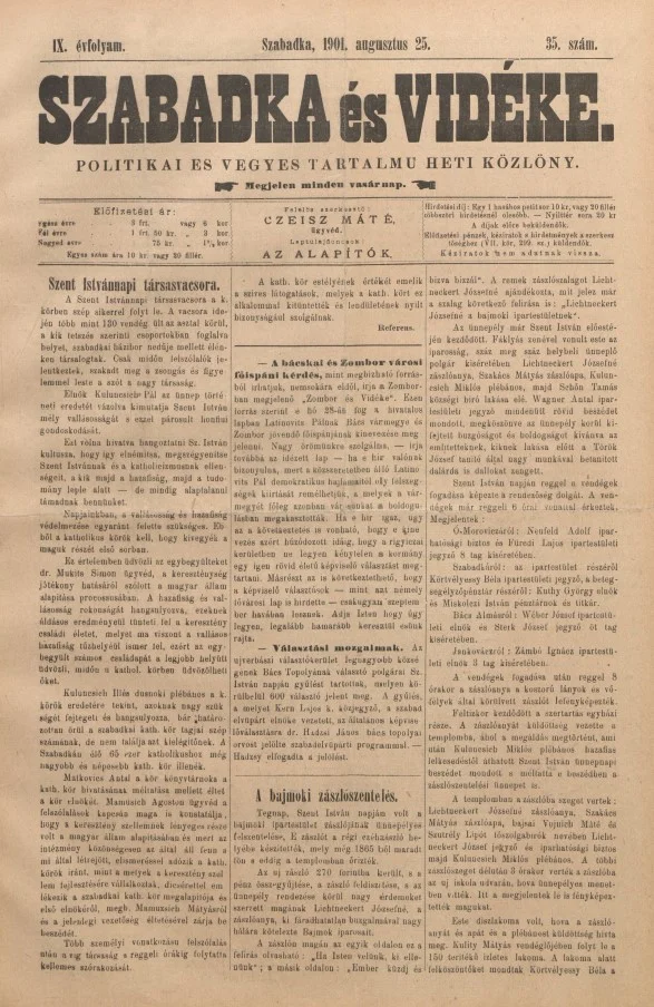 Szabadka és vidéke II, 9. évf. 1901. augusztus 25. 35. sz.