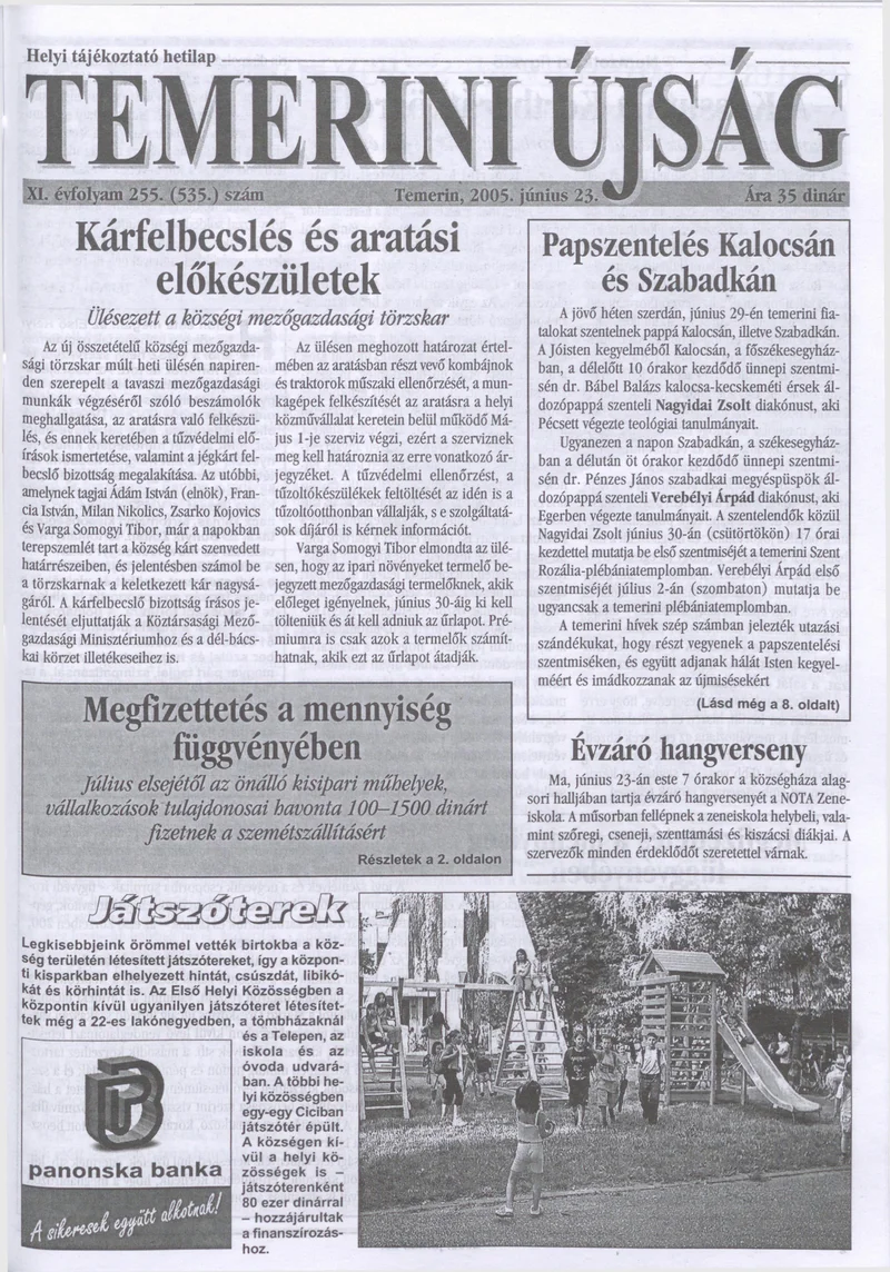 Temerini Újság, 11. évf. 2005. június 23. 25. sz.