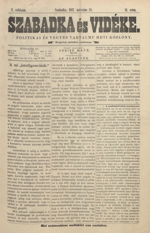 Szabadka és vidéke II, 5. évf. 1897. március 28. 13. sz.