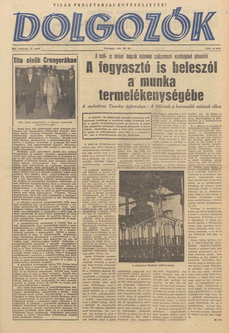 Dolgozók, 13. évf. 1959. szeptember 25. 39. sz.