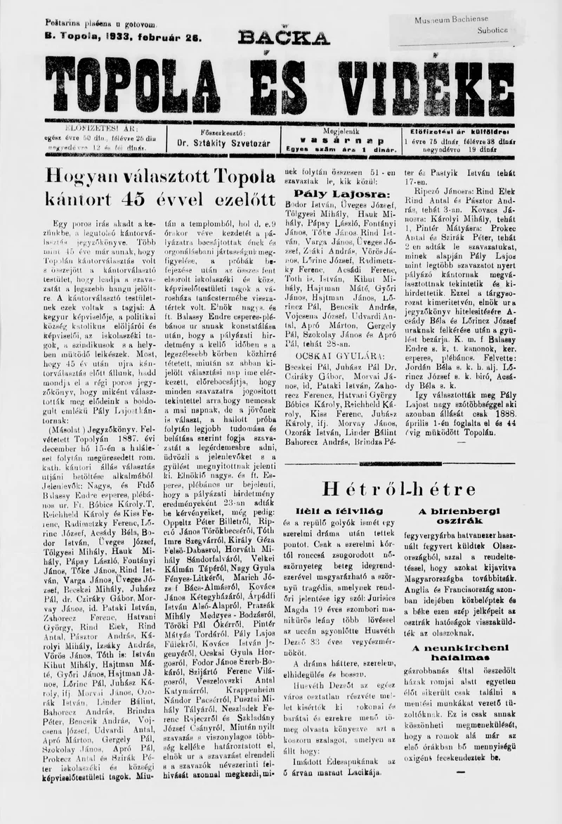 Bačka Topola és Vidéke, 10. évf. 1933. február 26. 9. sz.