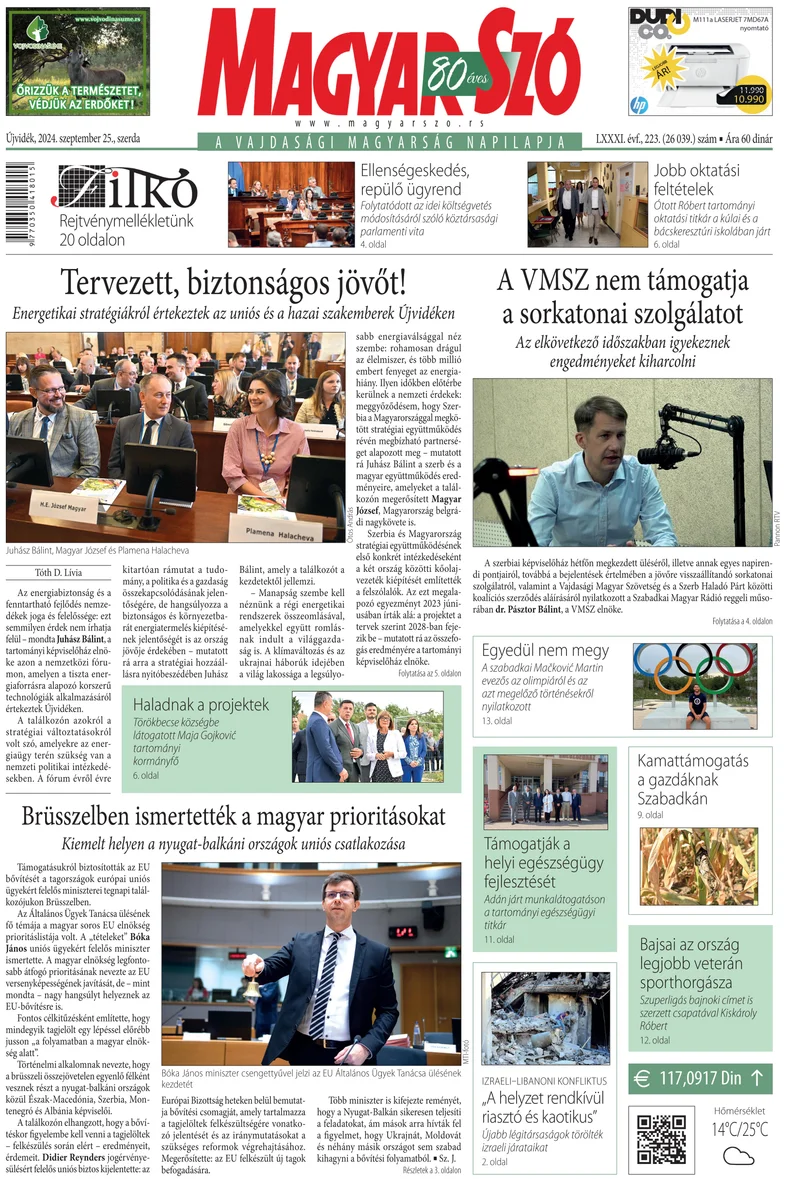 Magyar Szó, 81. évf. 2024. szeptember 25. 223. sz. 1–16. oldal