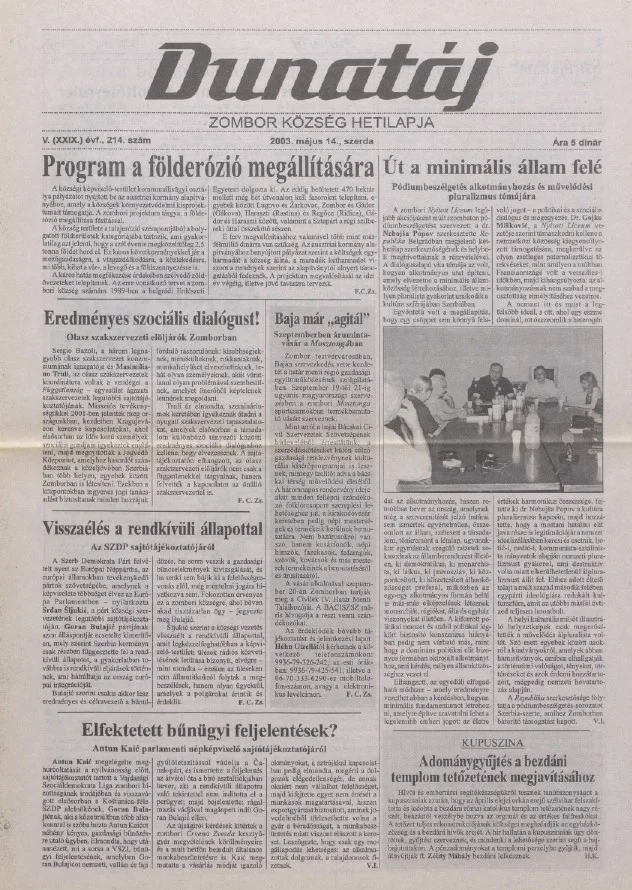 Dunatáj, 5. évf. 2003. május 14. 214. sz.