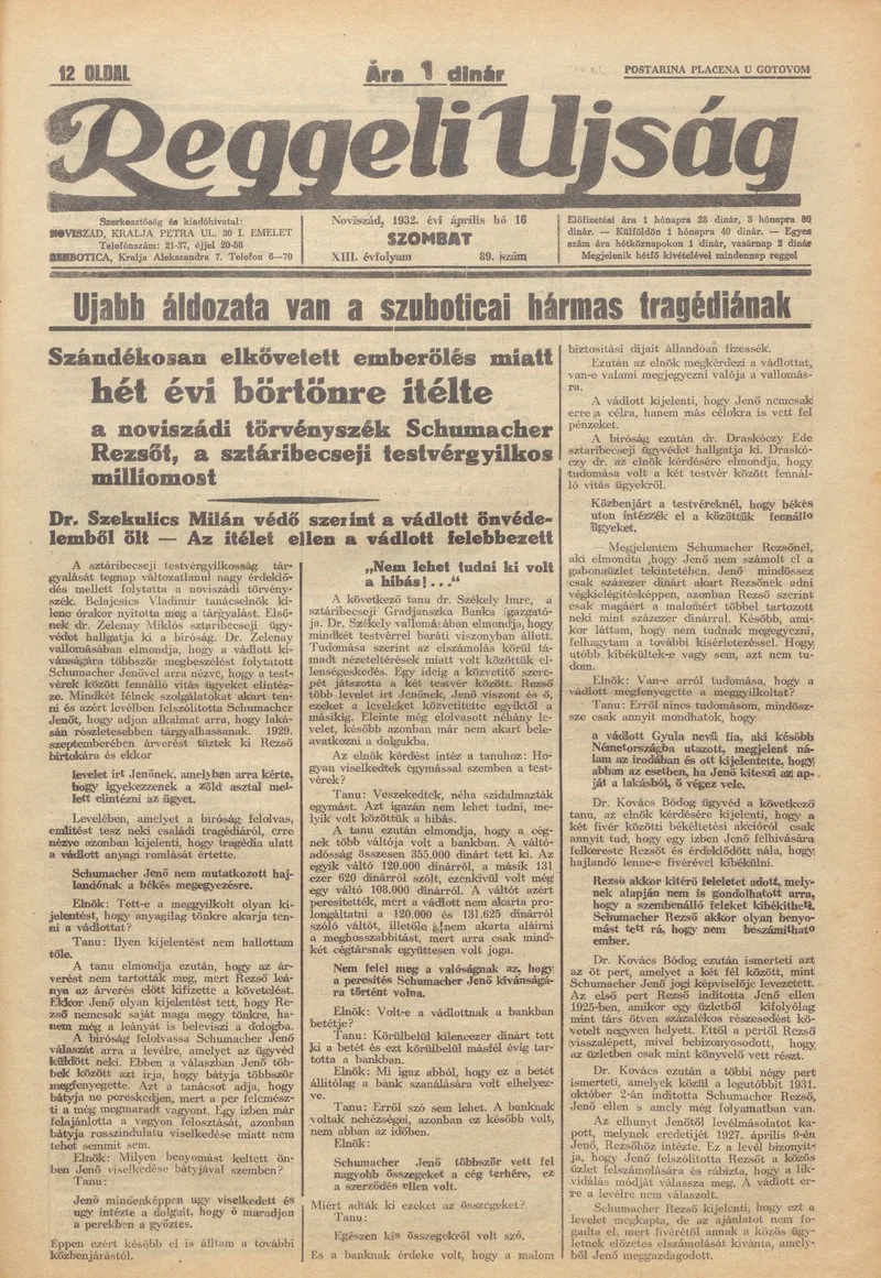 Reggeli Újság, 13. évf. 1932. április 16. 89. sz.