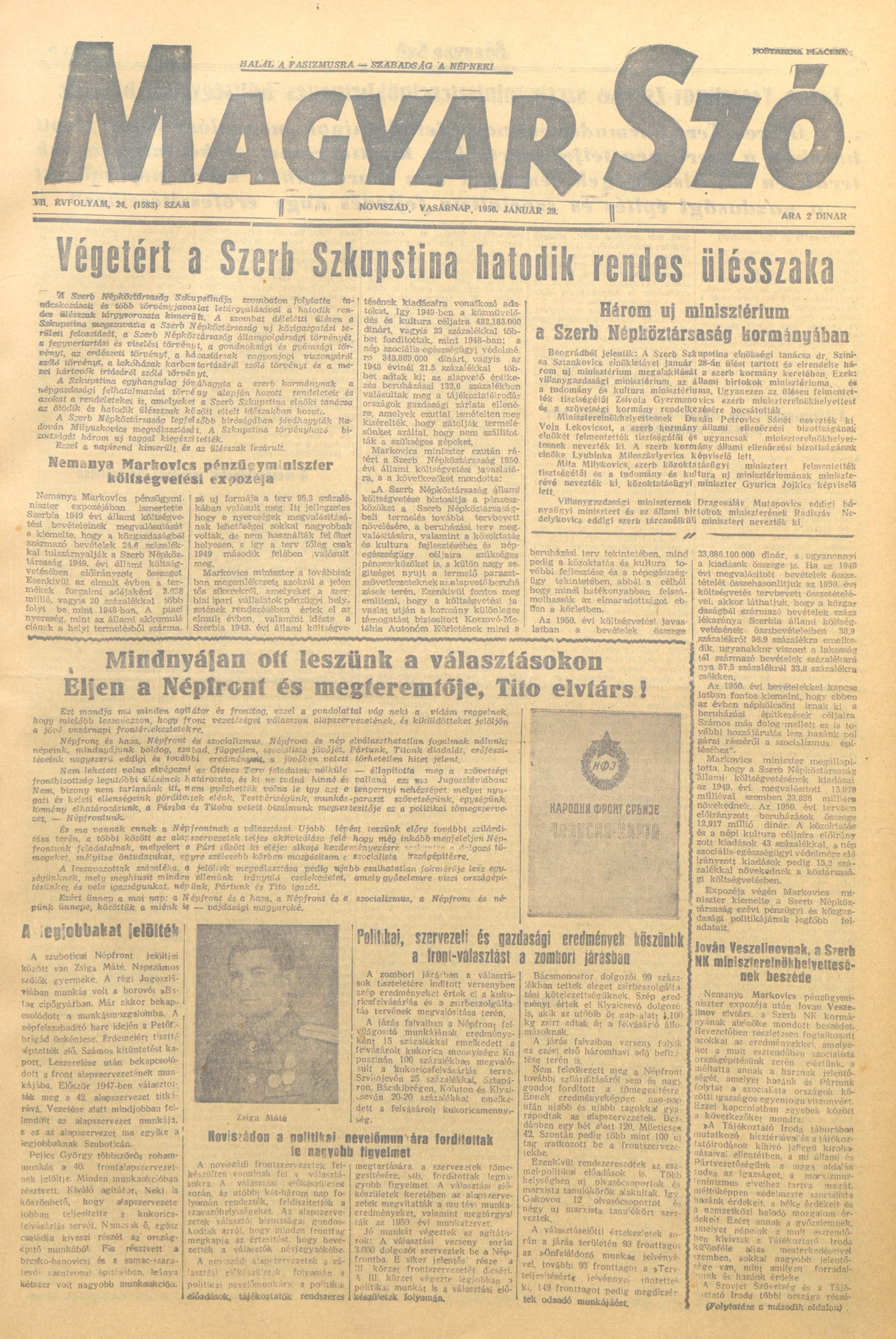 Magyar Szó, 7. évf. 1950. január 29. 24. sz. 1–4. oldal