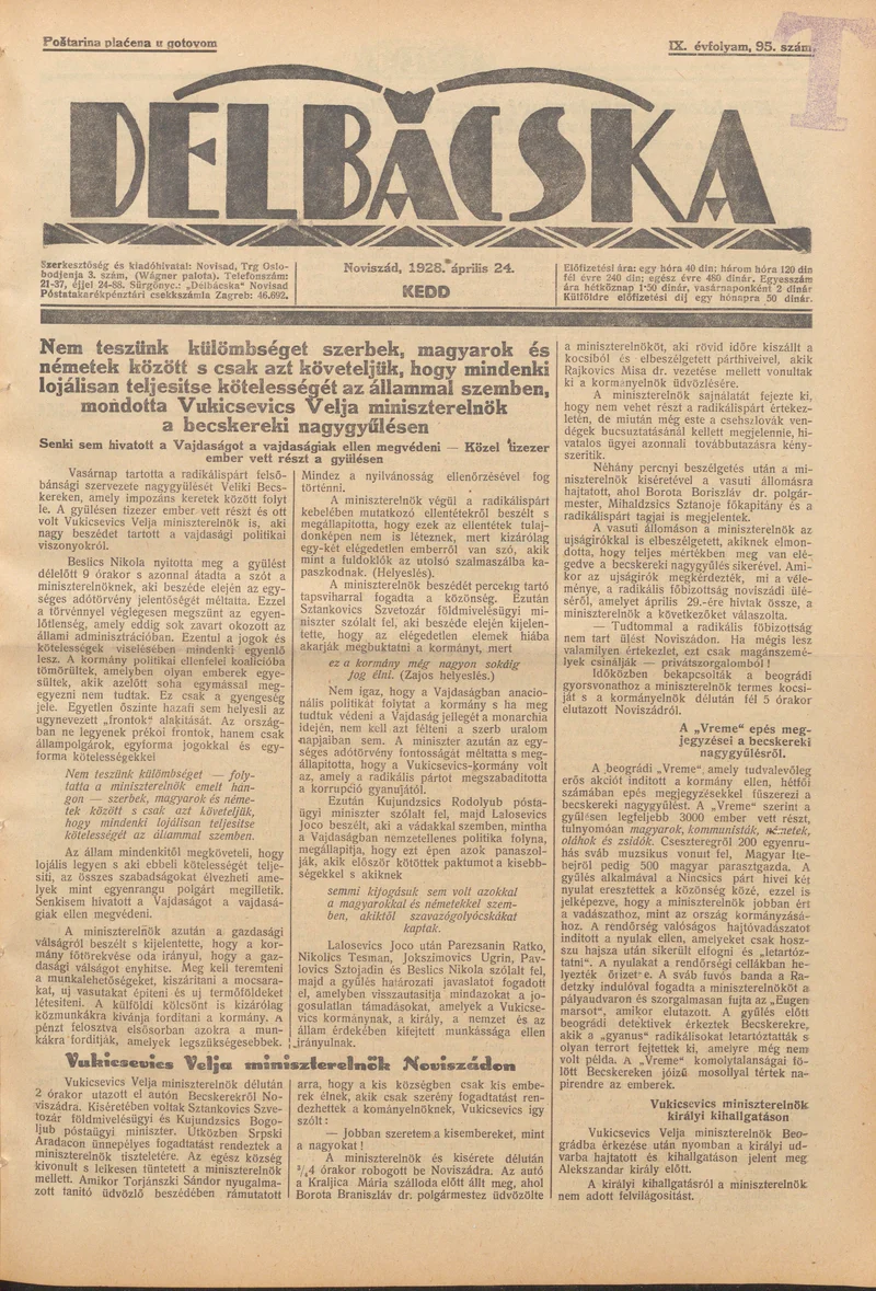 Délbácska  95. sz.