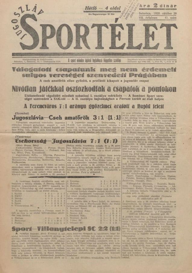Jugoszláv sportélet, 7. évf. 1928. október 29. 41. sz.
