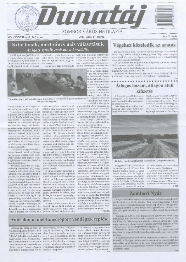 Dunatáj, 15. évf. 2013. július 17. 742. sz.