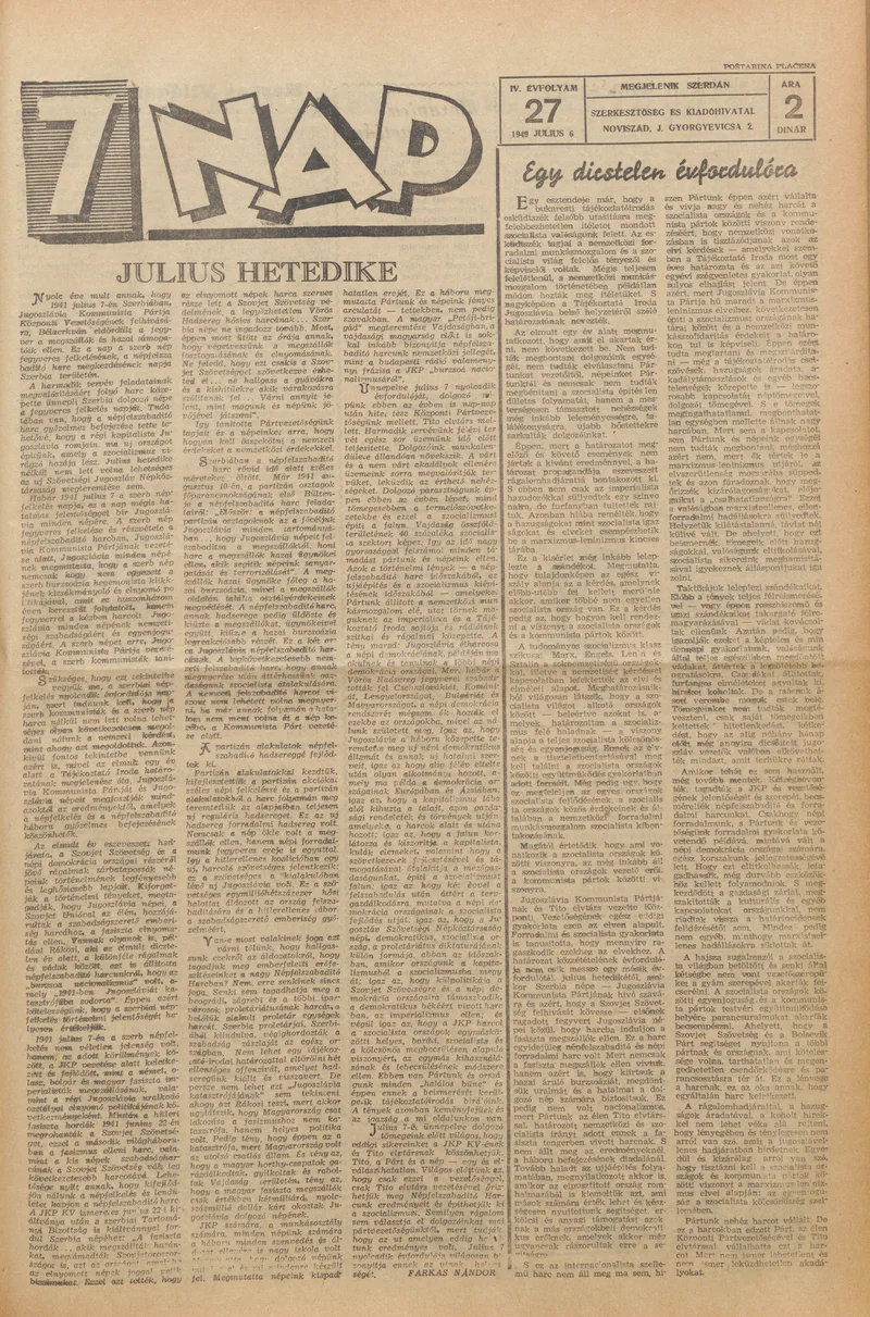 7 Nap, 4. évf. 1949. július 6. 27. sz. 1–4. oldal