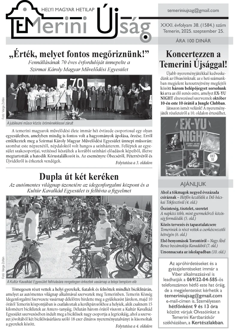 Temerini Újság, 31. évf. 2025. szeptember 25. 38. sz.
