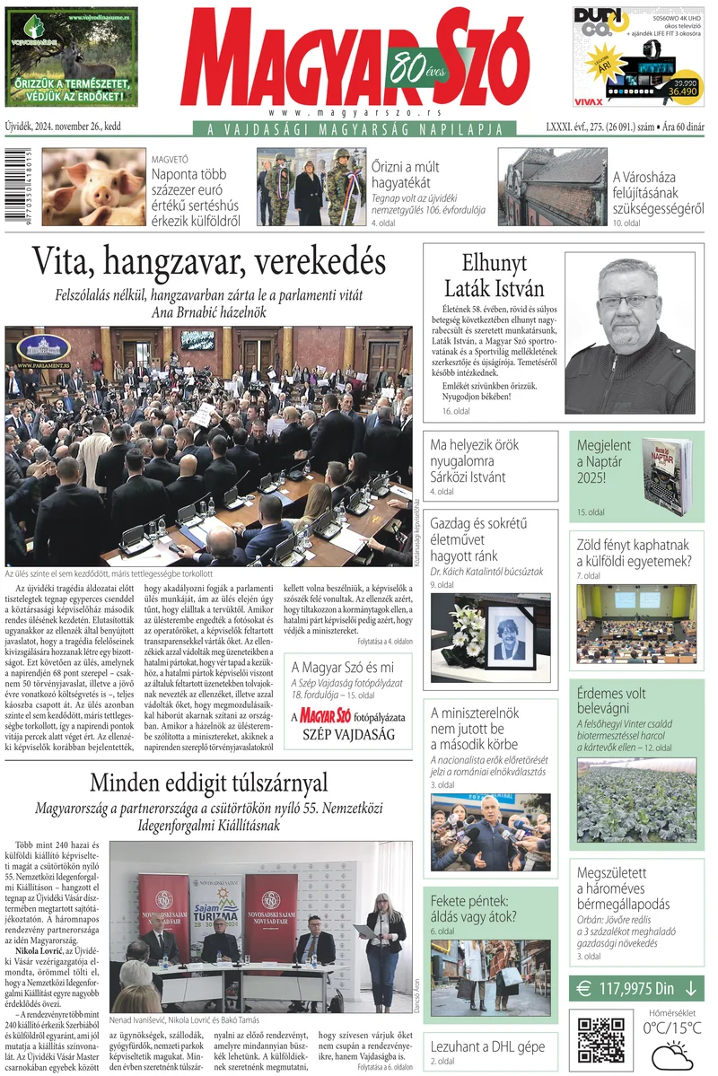 Magyar Szó, 81. évf. 2024. november 26. 275. sz. 1–20. oldal