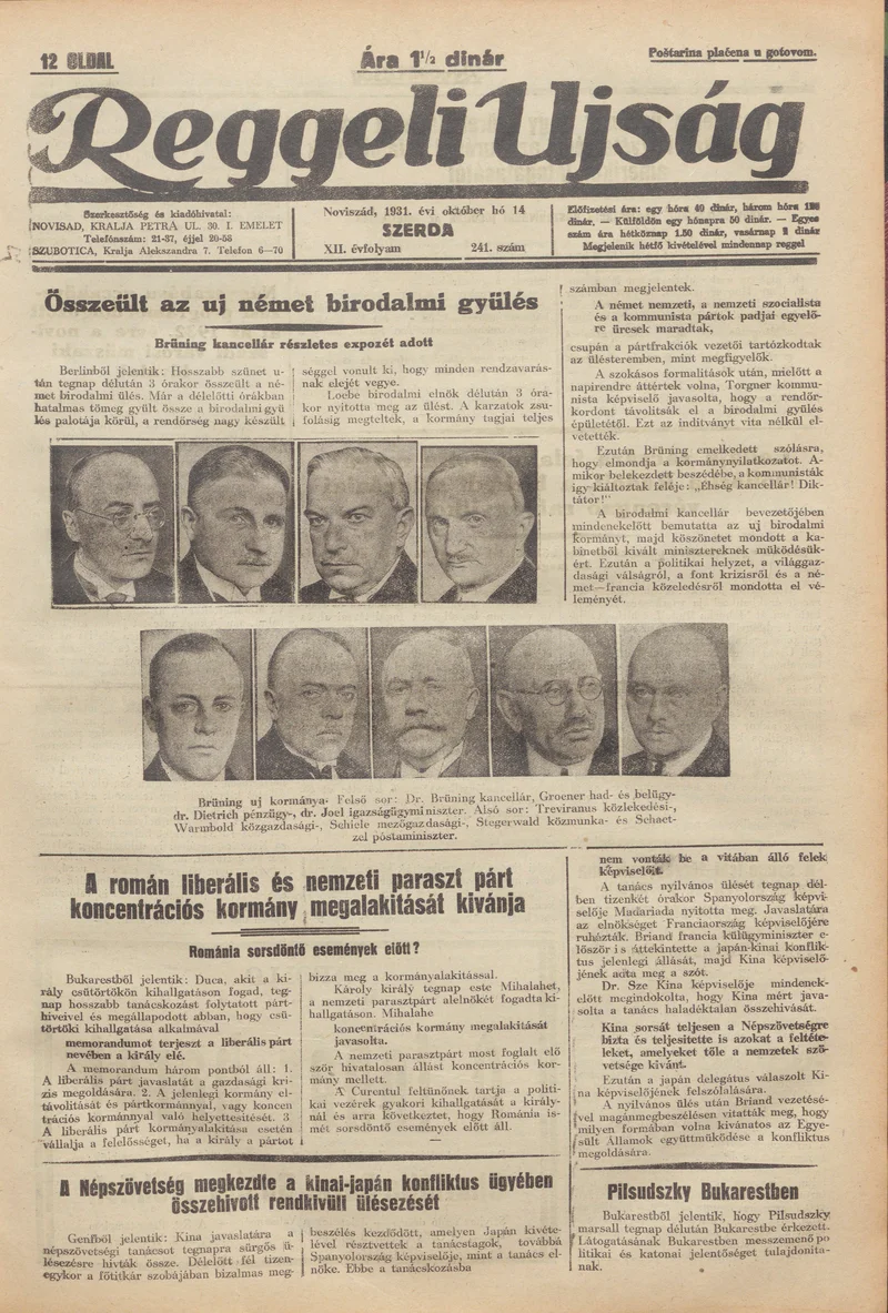 Reggeli Újság, 12. évf. 1931. október 14. 241. sz.